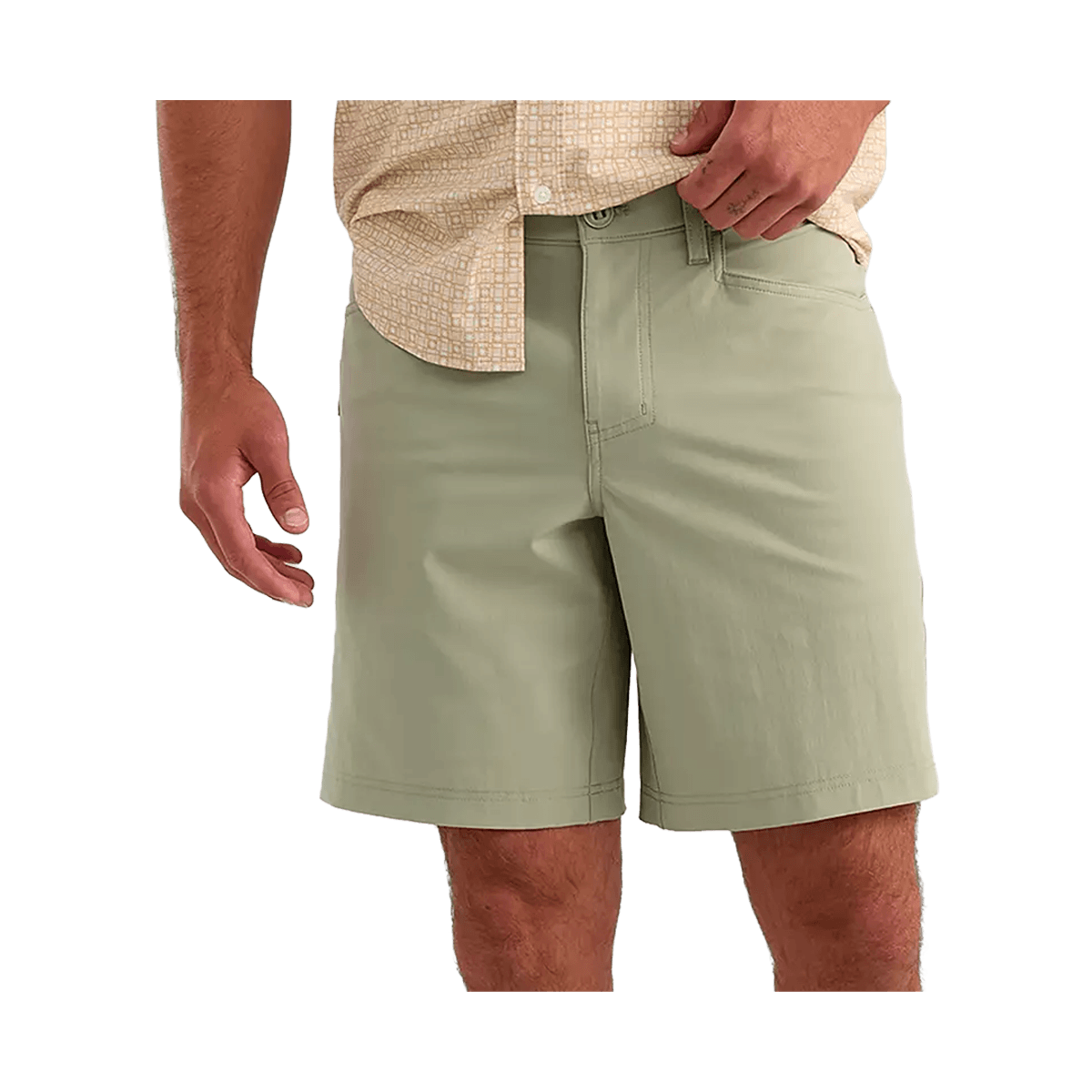 HUK KONA 9 INCH SHORTS - SEAGRASS - FRONT VIEW