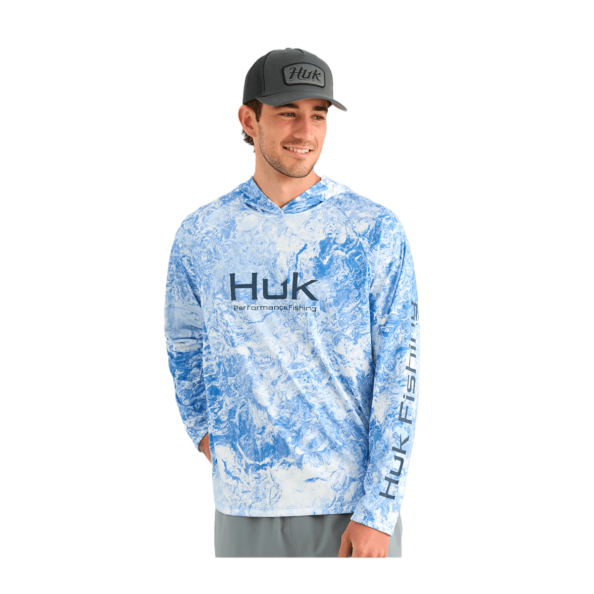 HUK MOSSY OAK PURSUIT PERFORMANCE HOODIE - REGATTA - FRONT VIEW