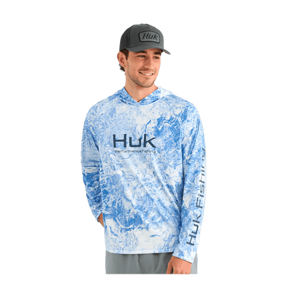 HUK MOSSY OAK PURSUIT PERFORMANCE HOODIE - REGATTA - FRONT VIEW