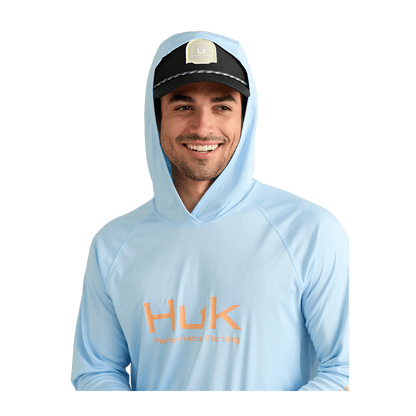 HUK PURSUIT PERFORMANCE HOODIE - COASTAL DRIFT - HOODED VIEW