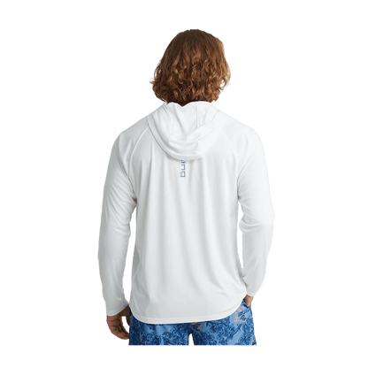 HUK PURSUIT PERFORMANCE HOODIE - WHITE - BACK VIEW