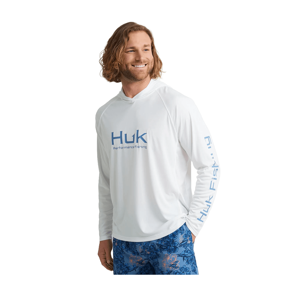 HUK PURSUIT PERFORMANCE HOODIE - WHITE - FRONT VIEW