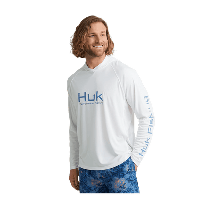 HUK PURSUIT PERFORMANCE HOODIE - WHITE - FRONT VIEW