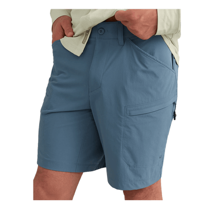 HUK WATERSHED FISHING SHORT - STORMY BLUE - FRONT CLOSER VIEW