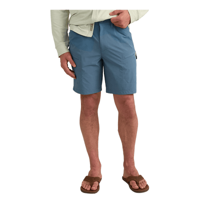 HUK WATERSHED FISHING SHORT - STORMY BLUE - FRONT VIEW
