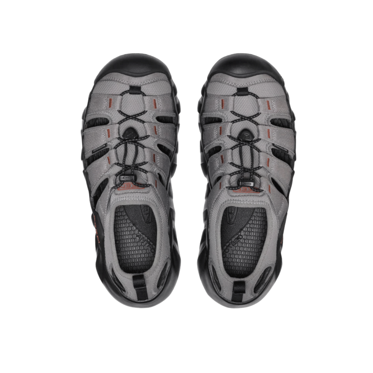KEEN MEN'S HYPERPORT H2 SANDAL - GREY/BRICK - TOP VIEW