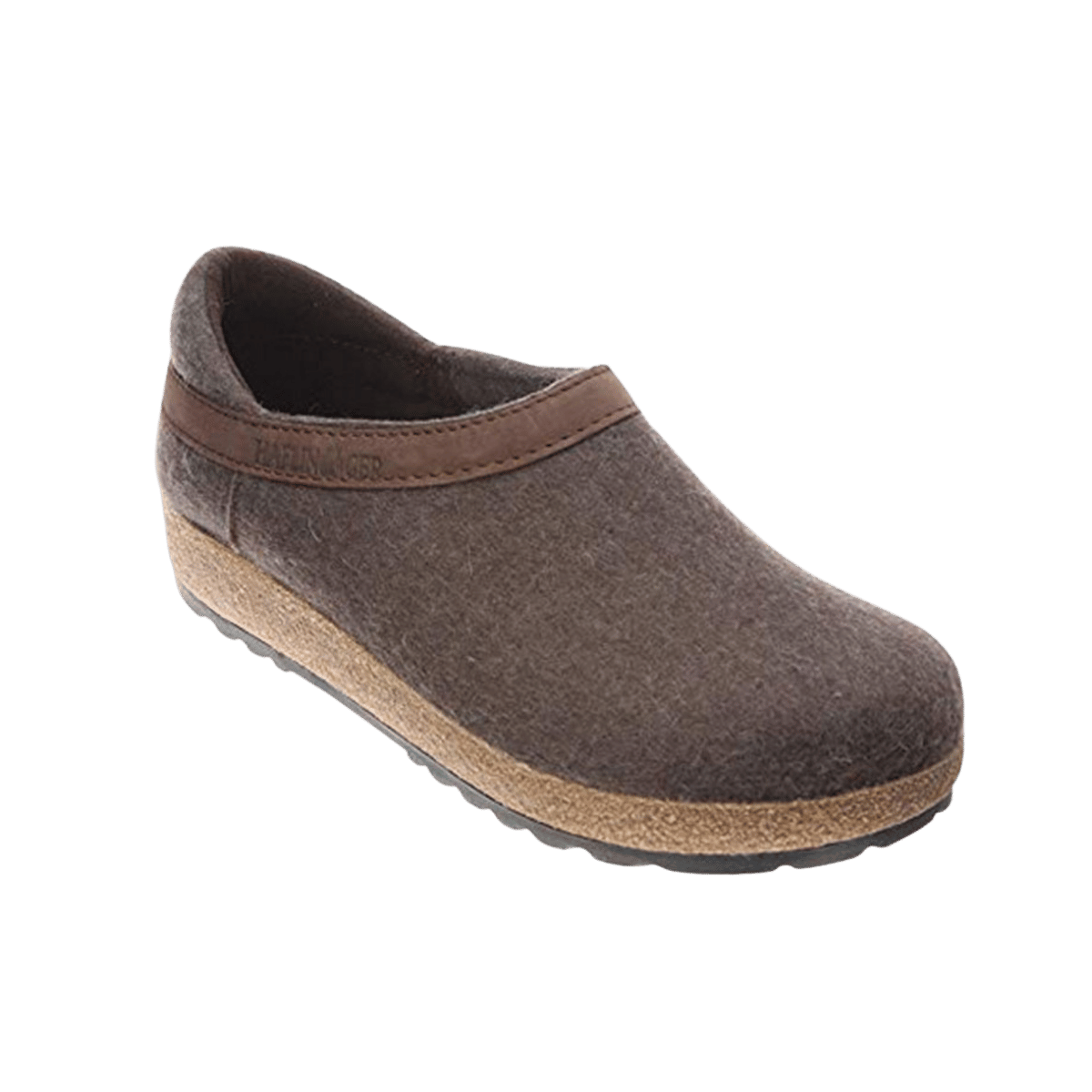 HAFLINGER GZH GRIZZLY HEEL CLOG - SMOKEY BROWN - FRONT VIEW