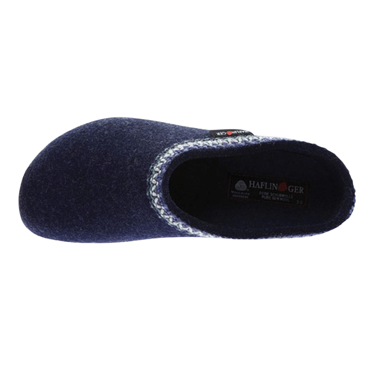 HAFLINGER GRIZZLY ZIG ZAG WOOL CLOGS - CAPTAINS BLUE-FRONT