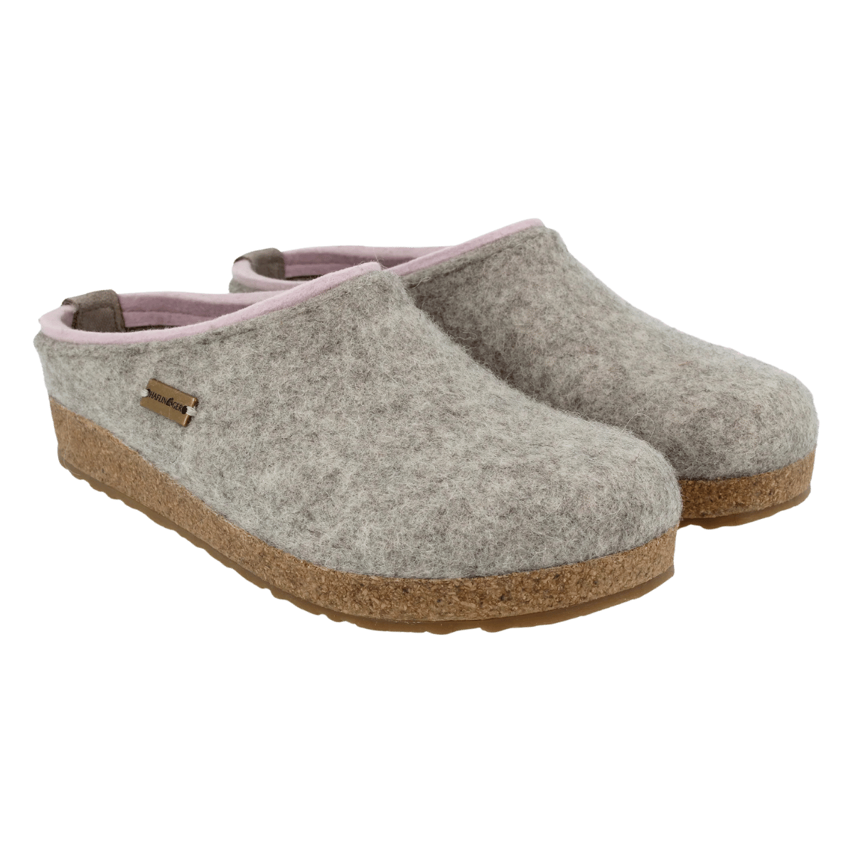 Haflinger Kris Felt Clog - grey wool clogs with a cork footbed