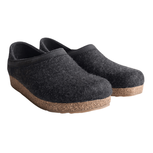 HAFLINGER MEN'S GZH WOOL HEEL CLOGS - CHARCOAL - MAIN IMAGE