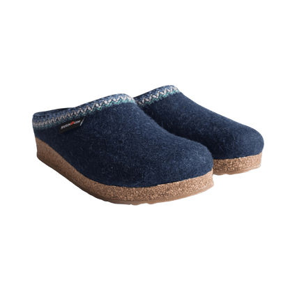HAFLINGER UNISEX GZ GRIZZLY ZIGZAG CLOG - CAPTAINS BLUE - MAIN IMAGE