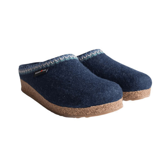 HAFLINGER UNISEX GZ GRIZZLY ZIGZAG CLOG - CAPTAINS BLUE - MAIN IMAGE