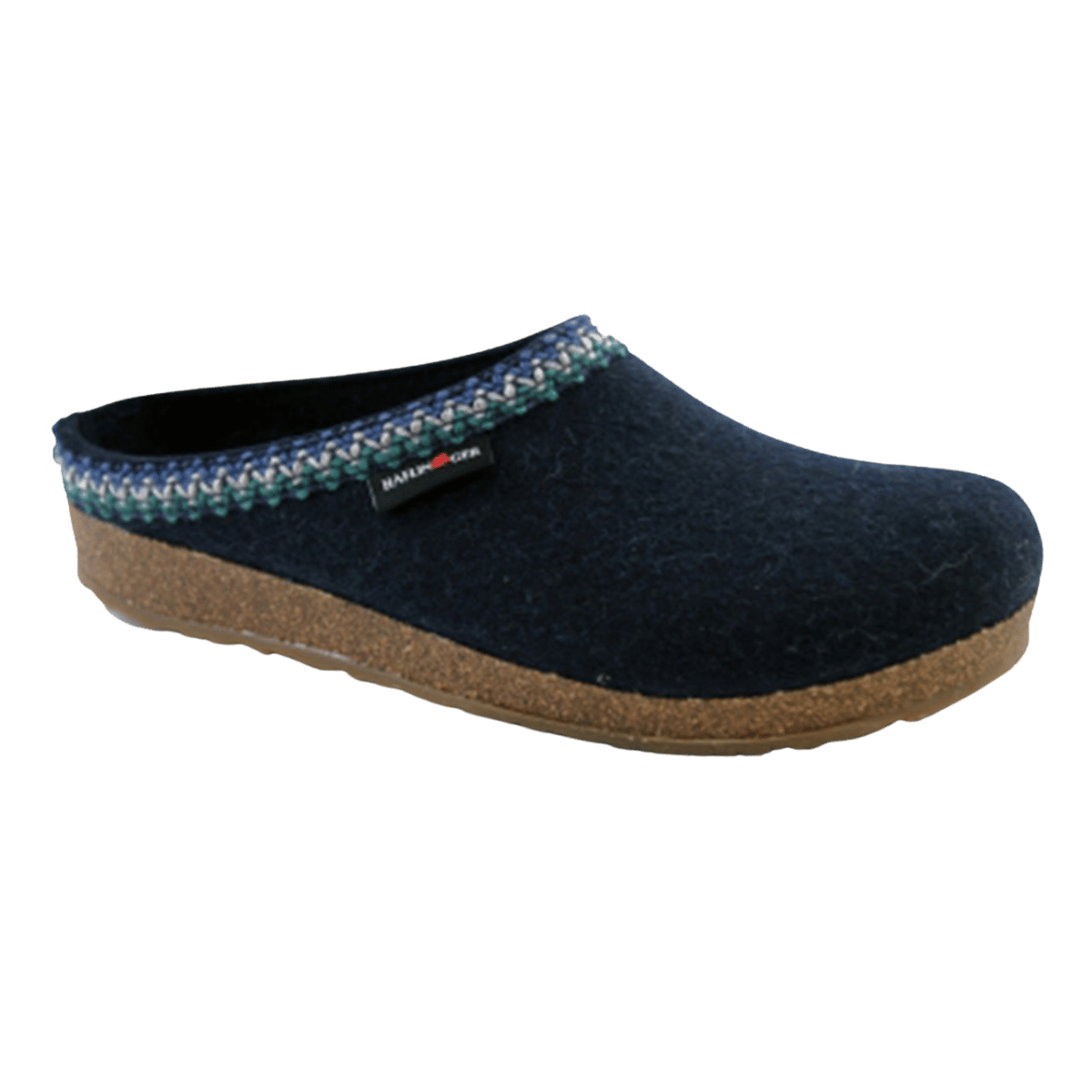 HAFLINGER UNISEX GZ GRIZZLY ZIGZAG CLOG - CAPTAINS BLUE - SIDE VIEW