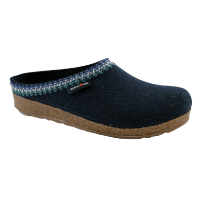 HAFLINGER UNISEX GZ GRIZZLY ZIGZAG CLOG - CAPTAINS BLUE - SIDE VIEW