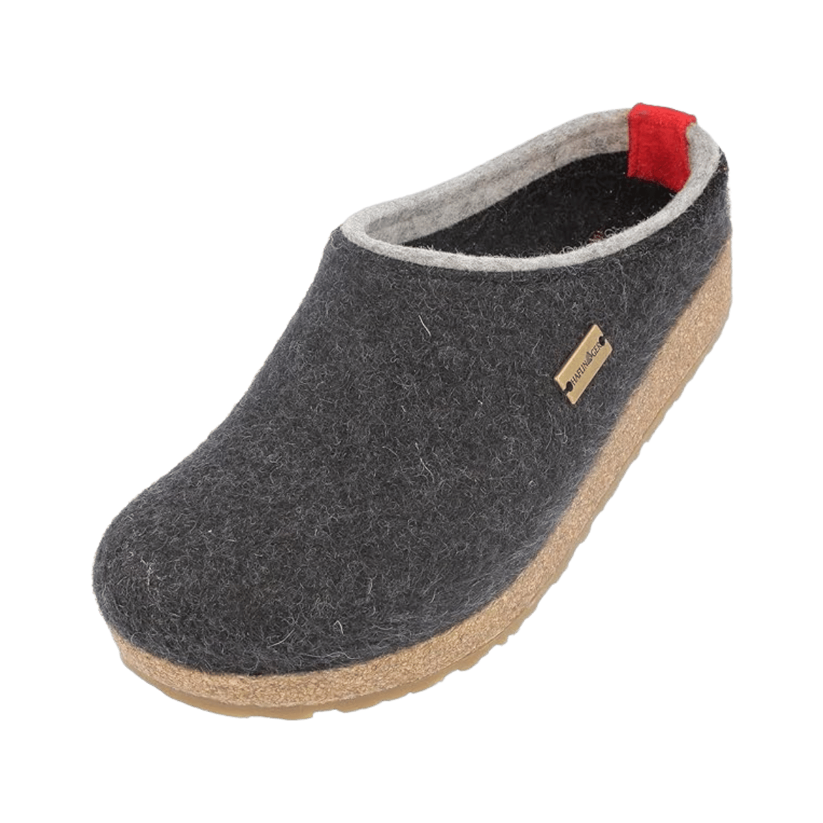HAFLINGER WOMEN'S GRIZZLY KRIS WOOL CLOGS - CHARCOAL - TOP VIEW