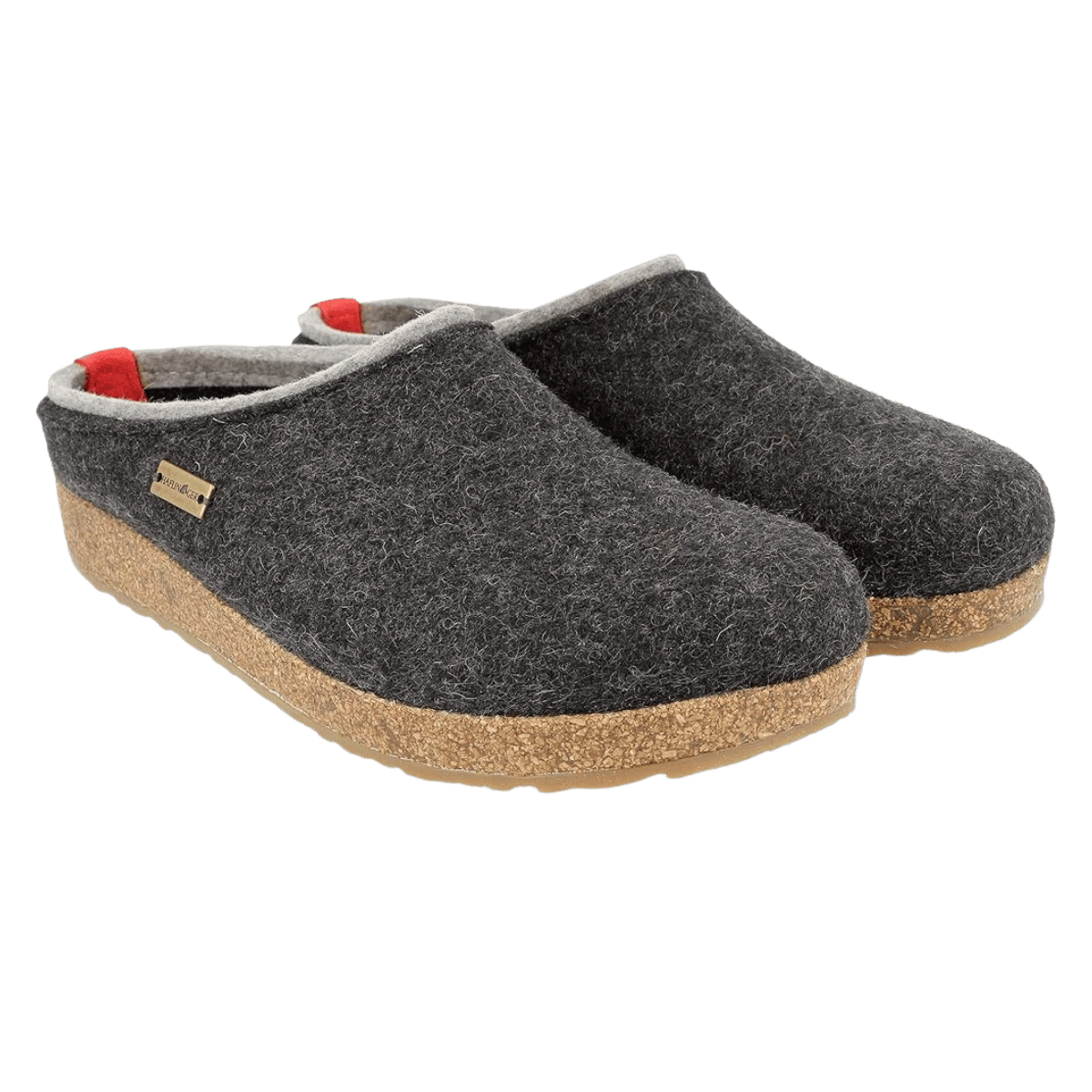 HAFLINGER WOMEN'S GRIZZLY KRIS WOOL CLOGS - CHARCOAL - FRONT VIEW