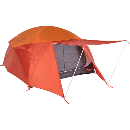halo 4 person tent with the front rain fly set up