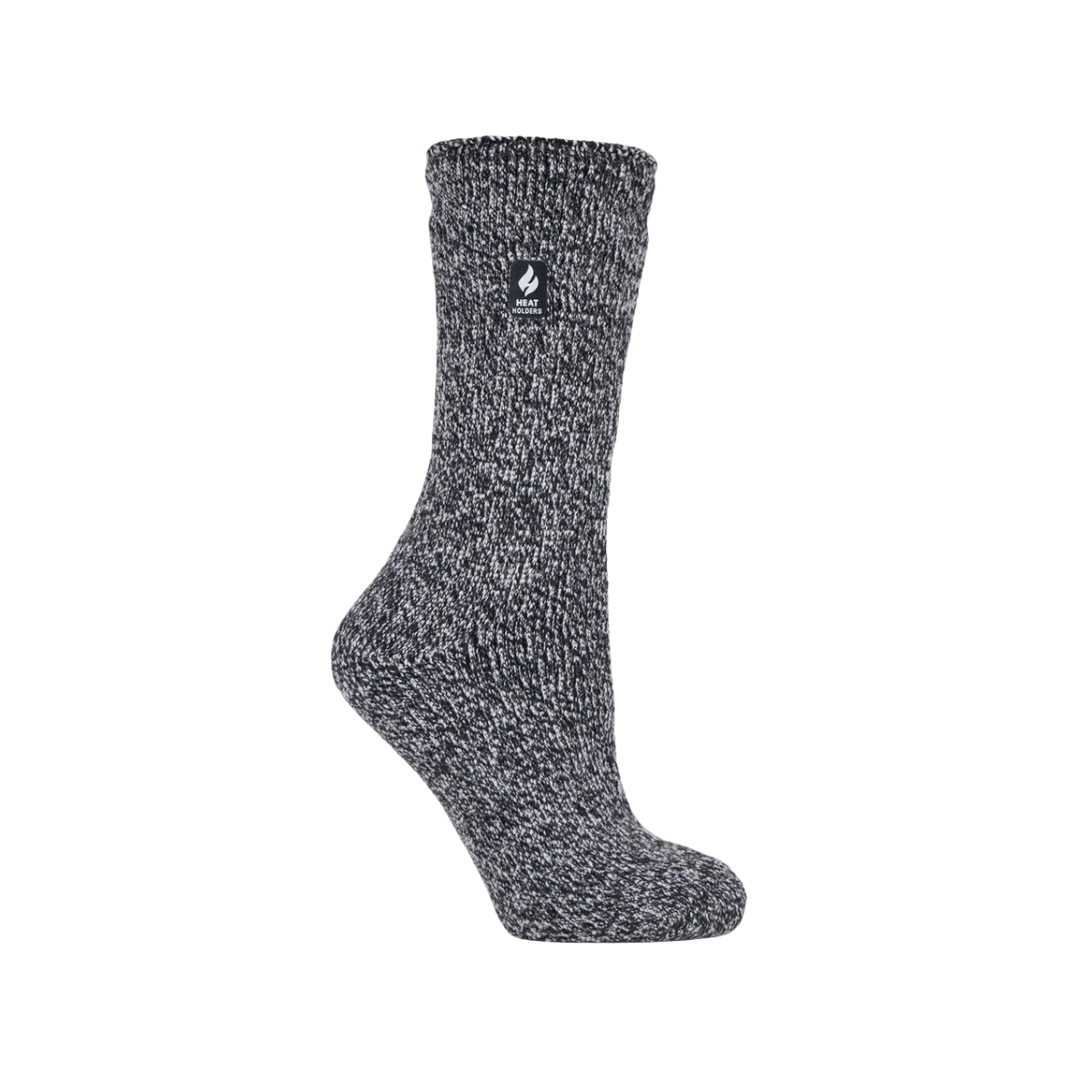 HEAT HOLDER PRIMROSE TWIST CREW SOCKS - WOMEN’S (SIZE 5-9) - BLACK/LIGHT GREY