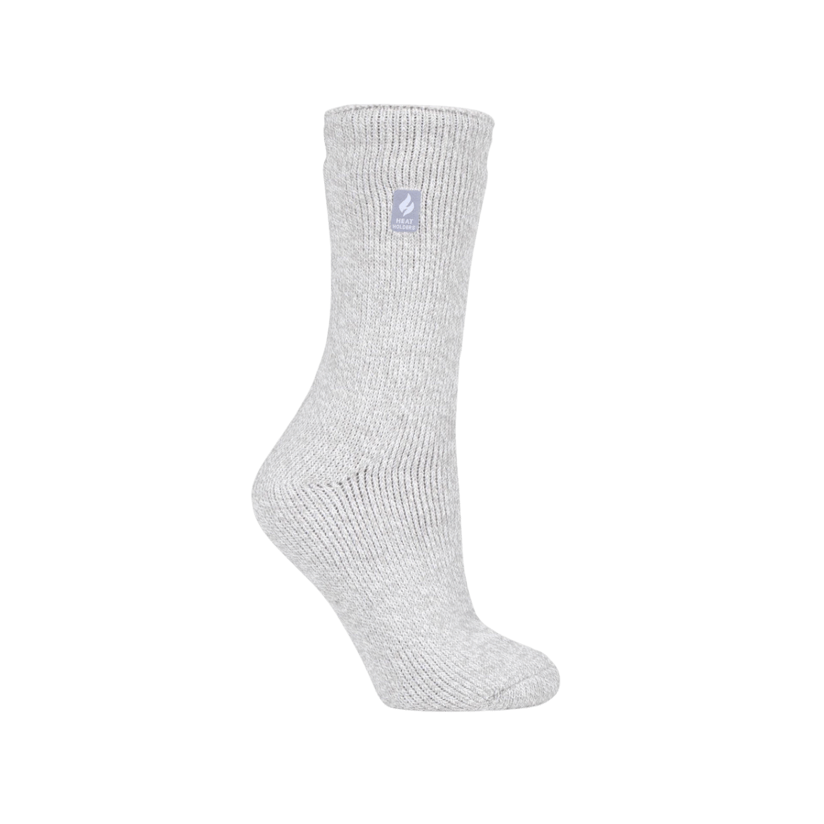 HEAT HOLDER PRIMROSE TWIST CREW SOCKS - WOMEN’S (SIZE 5-9) - LIGHT GREY/CREAM