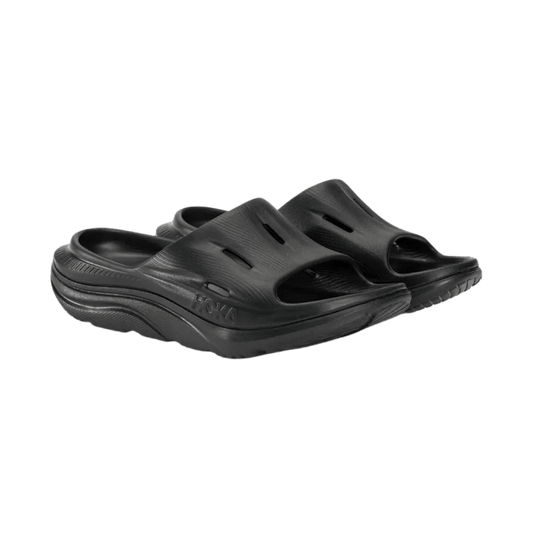 HOKA ONE ONE ORA RECOVERY MEN'S SLIDE 3 - BLACK - FRONT SIDE VIEW