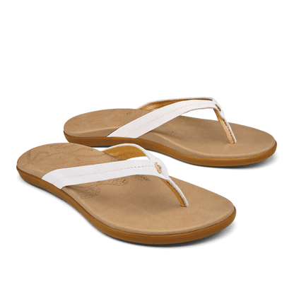 OLUKAI WOMEN'S HONU SANDAL - BRIGHT WHITE/GOLDEN SAND PAIR