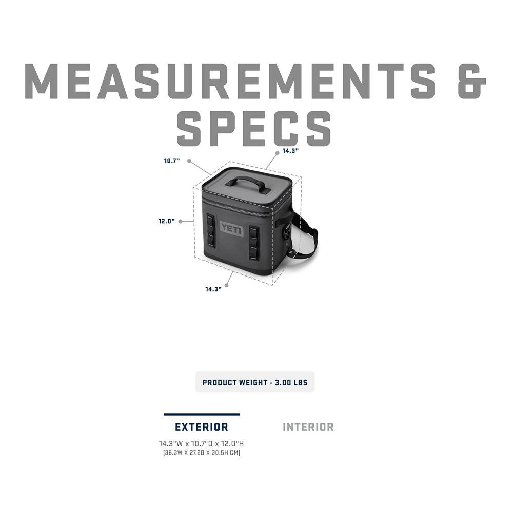 HOPPER FLIP 12 - Charcoal, Exterior Measurements and Specs 
