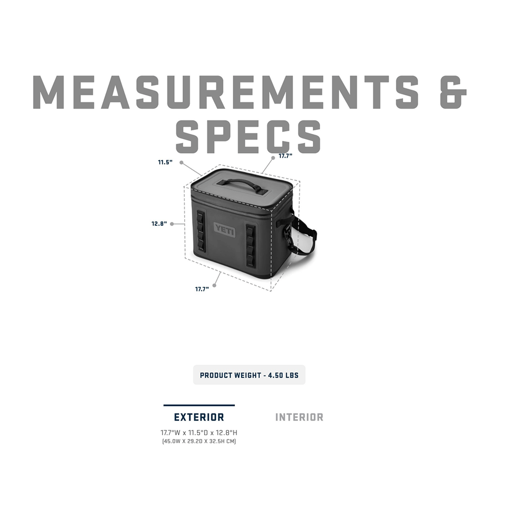 HOPPER FLIP 18 - Charcoal, exterior measurements and specs