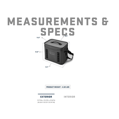 HOPPER FLIP 18 - Charcoal, exterior measurements and specs