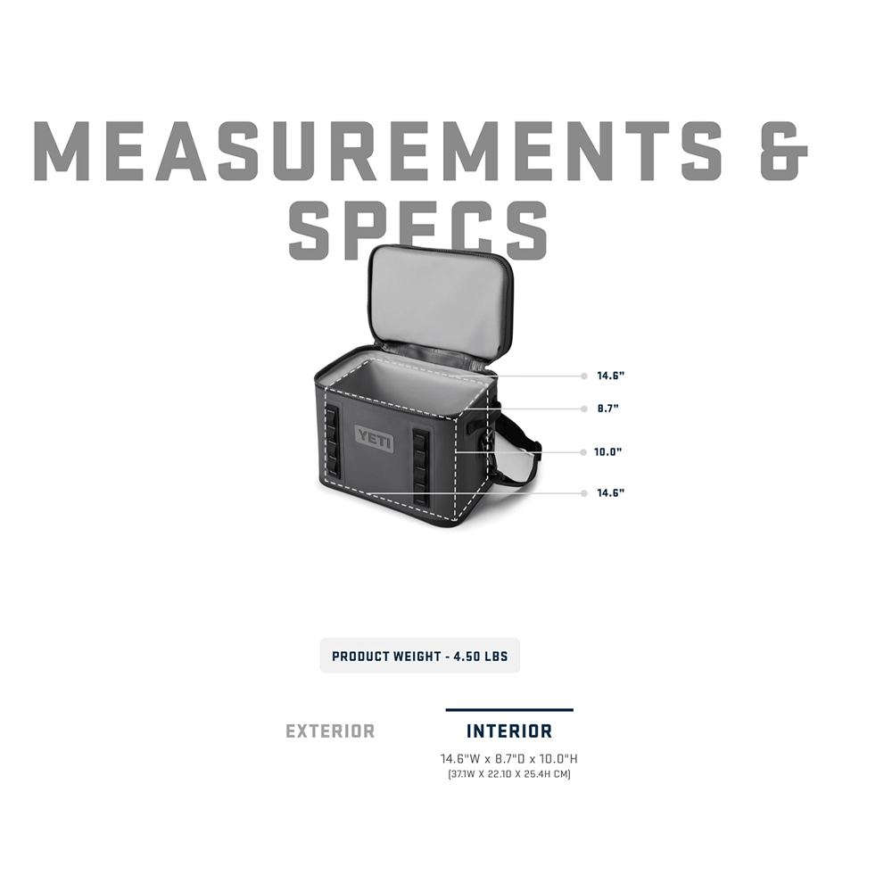 HOPPER FLIP 18 - Charcoal, interior measurements and specs