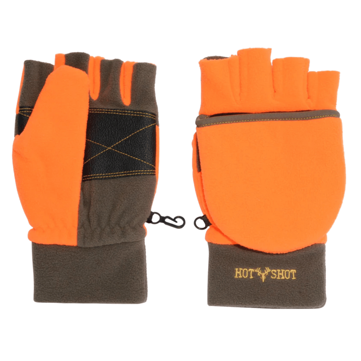 HOT SHOT BULLSEYE FLEECE POPTOP FINGERLESS BLAZE ORANGE FRONT VIEW