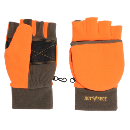HOT SHOT BULLSEYE FLEECE POPTOP FINGERLESS BLAZE ORANGE FRONT VIEW