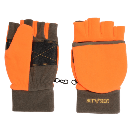 HOT SHOT BULLSEYE FLEECE POPTOP FINGERLESS BLAZE ORANGE FRONT VIEW