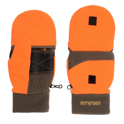 HOT SHOT BULLSEYE FLEECE POPTOP FINGERLESS BLAZE ORANGE POPUP VIEW