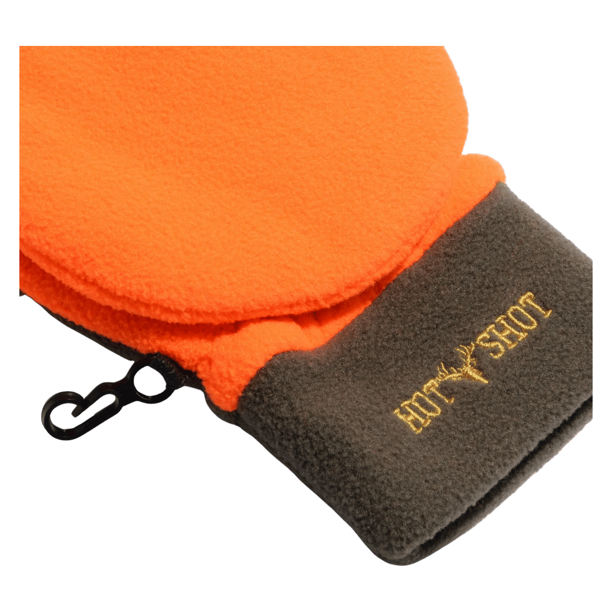 HOT SHOT BULLSEYE FLEECE POPTOP FINGERLESS BLAZE ORANGE ANGLE VIEW