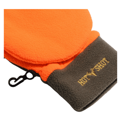 HOT SHOT BULLSEYE FLEECE POPTOP FINGERLESS BLAZE ORANGE ANGLE VIEW