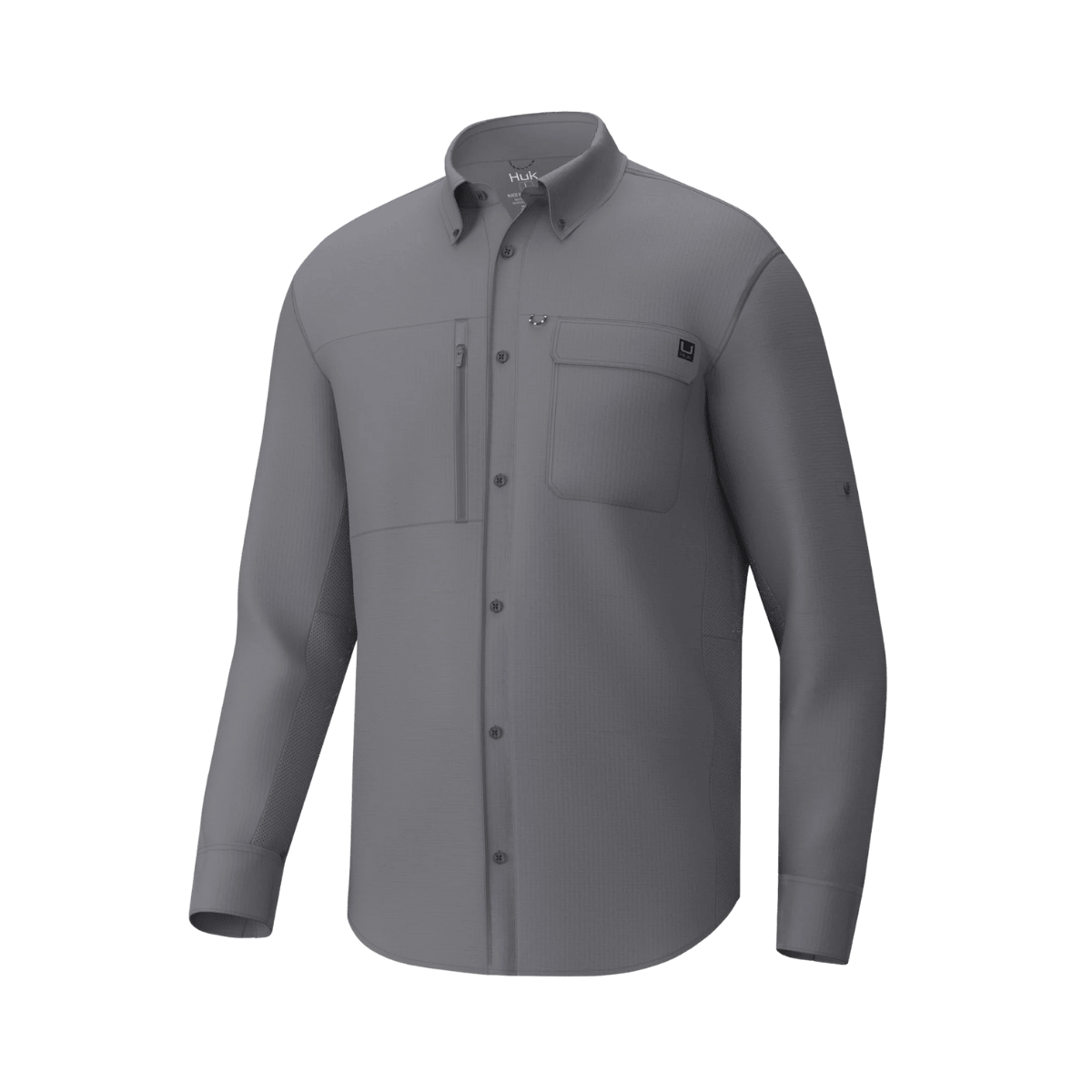 HUK MEN'S A1A WOVEN BOTTON-DOWN FISHING SHIRT - NIGHT OWL