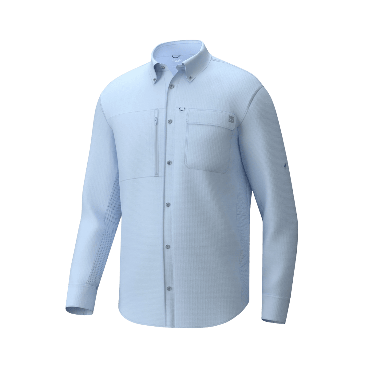 HUK MEN'S A1A WOVEN BOTTON-DOWN FISHING SHIRT - ICE WATER