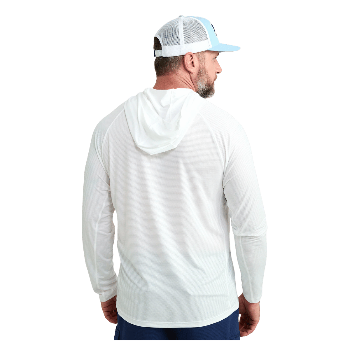 HUK MEN'S A1A PERFORMANCE HOODIE - WHITE - BACK VIEW