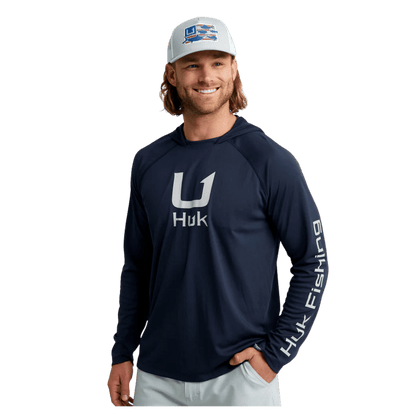 HUK MEN'S ICON PERFORMANCE HOODIE - NAVAL ACADEMY - FRONT VIEW