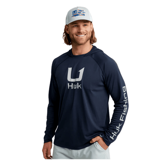 HUK MEN'S ICON PERFORMANCE HOODIE - NAVAL ACADEMY - FRONT VIEW