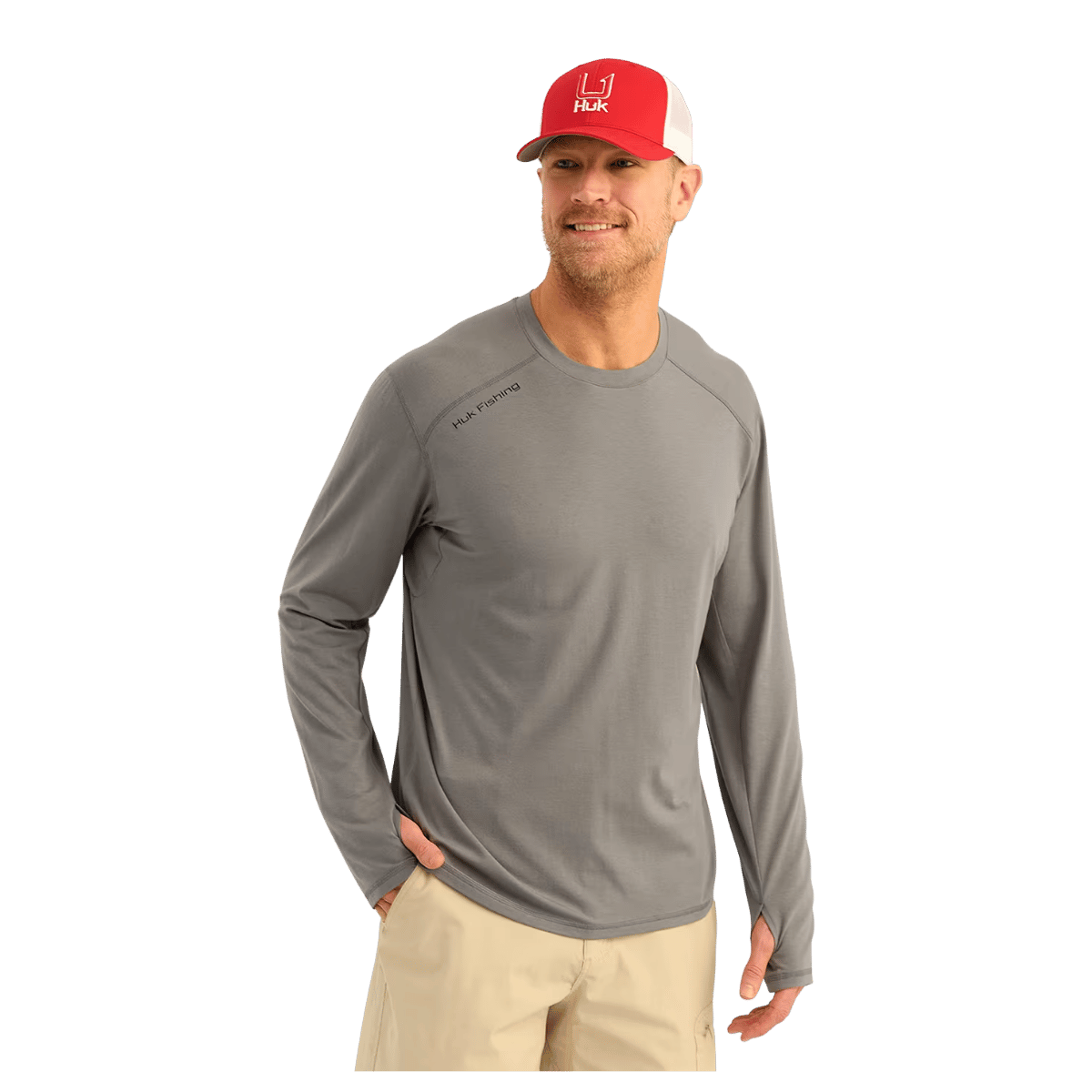 HUK MEN'S BREAKWATER CREW-NECK LONG-SLEEVES SHIRT - NIGHT OWL - FRONT VIEW