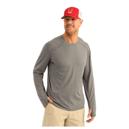 HUK MEN'S BREAKWATER CREW-NECK LONG-SLEEVES SHIRT - NIGHT OWL - FRONT VIEW