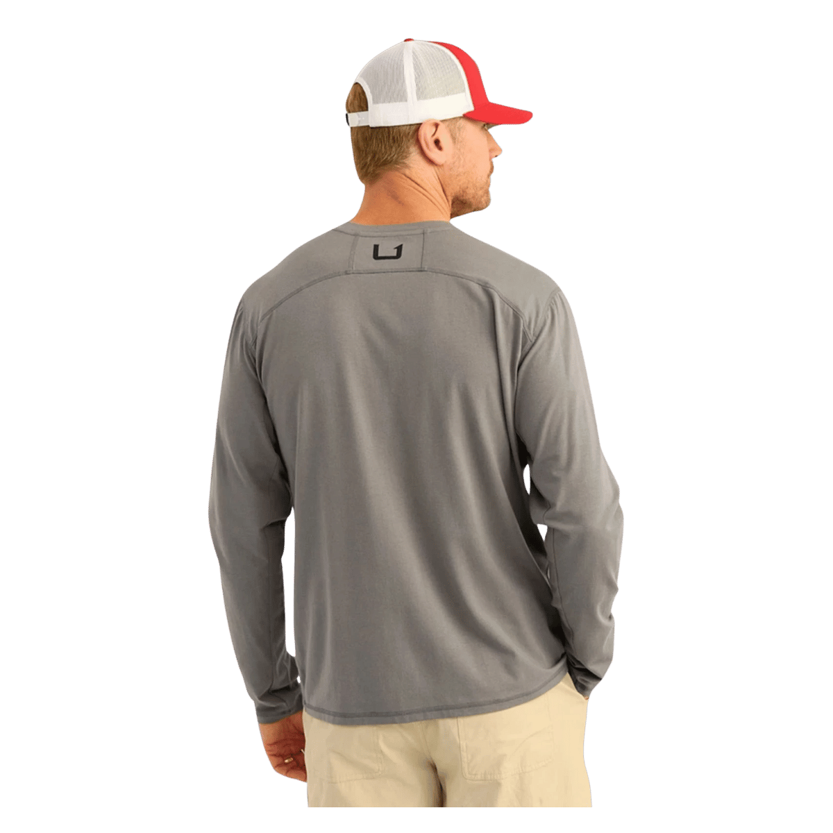 HUK MEN'S BREAKWATER CREW-NECK LONG-SLEEVES SHIRT - NIGHT OWL - BACK VIEW