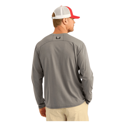 HUK MEN'S BREAKWATER CREW-NECK LONG-SLEEVES SHIRT - NIGHT OWL - BACK VIEW