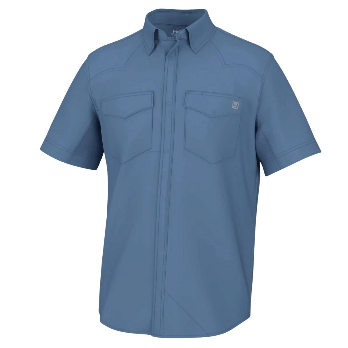 HUK MEN'S DIAMOND BACK SHORT SLEEVE SHIRT - QUIET HARBOR - FRONT VIEW
