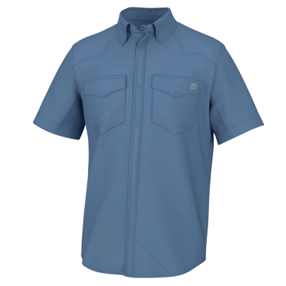 HUK MEN'S DIAMOND BACK SHORT SLEEVE SHIRT - QUIET HARBOR - FRONT VIEW