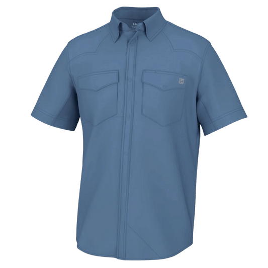 HUK MEN'S DIAMOND BACK SHORT SLEEVE SHIRT - QUIET HARBOR - FRONT VIEW
