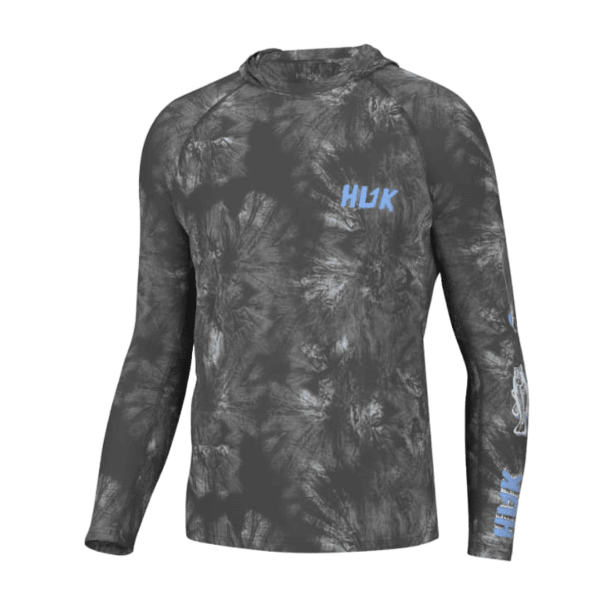 HUK MEN'S FISH LINE PURSUIT HOODIE - VOLCANIC ASH - FRONT VIEW