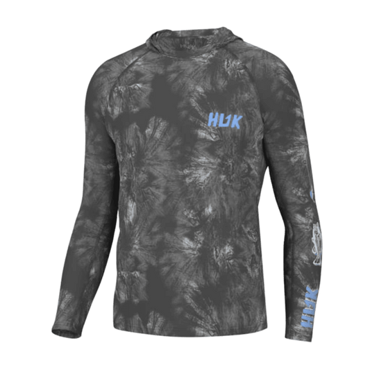 HUK MEN'S FISH LINE PURSUIT HOODIE - VOLCANIC ASH - FRONT VIEW