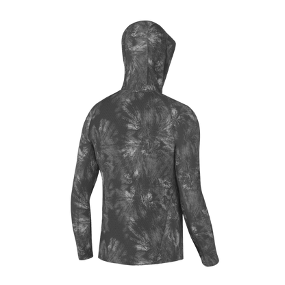 HUK MEN'S FISH LINE PURSUIT HOODIE - VOLCANIC ASH - BACK VIEW